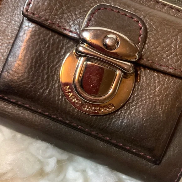 Marc Jacobs Zip Clutch Wallet in Brown with Silver Hardware